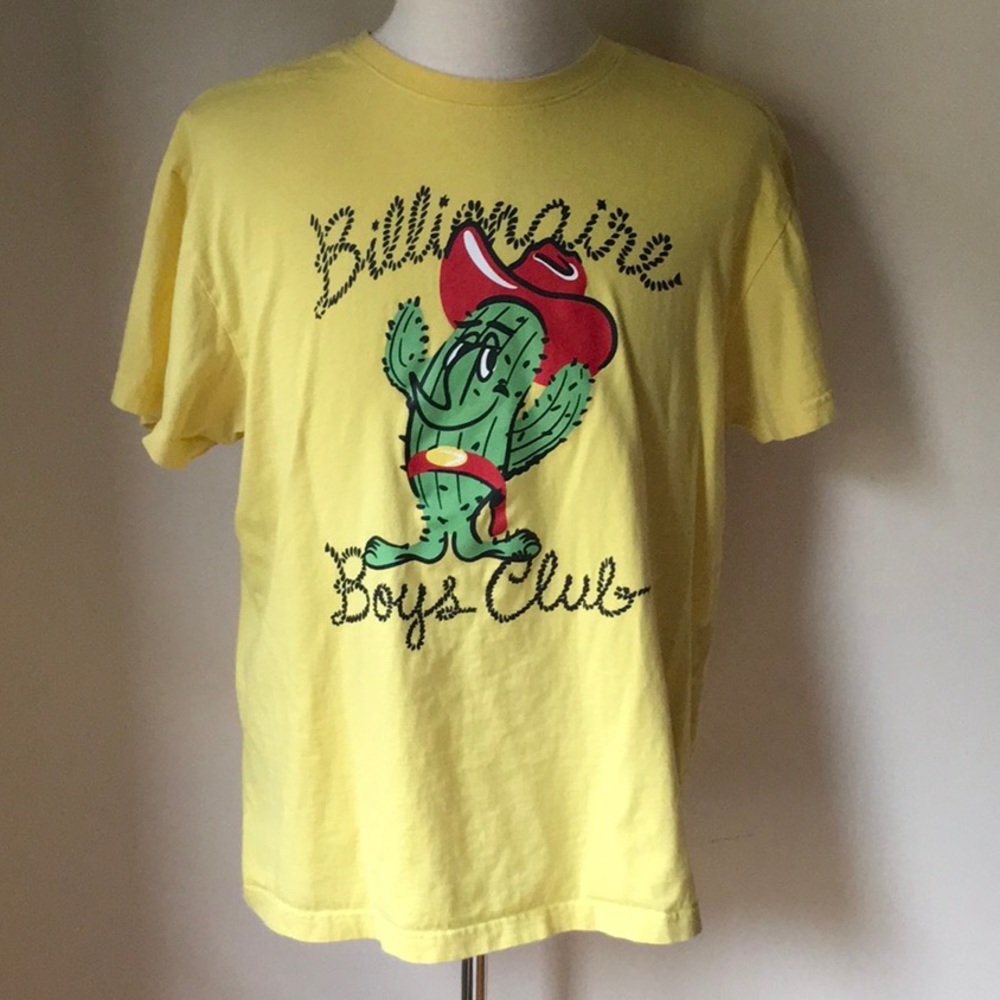Billionaire Boys Club Graphic Cactus Print T-Shirt in 100% Yellow Cotton (sz XL)